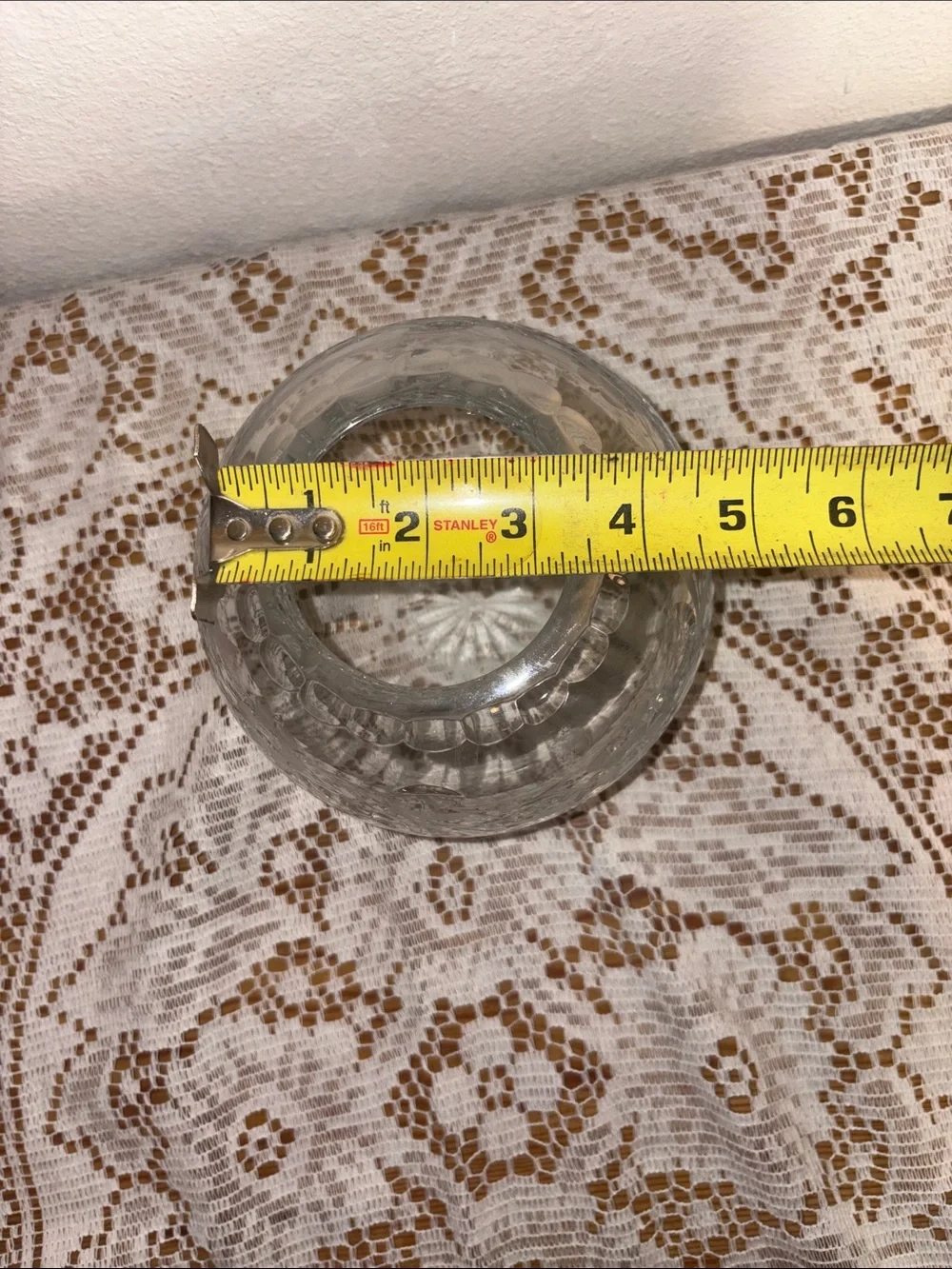 Decorative Clear Etched Glass Floral Bowl - Unbranded
